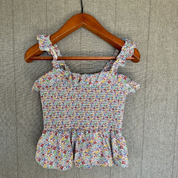 J. Crew Richmond Top Floral Liberty Fabric Smocked Peplum Ruffle Strap Size XS - Picture 3 of 8